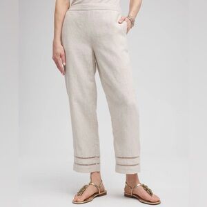 NWT Chico's Straight‎ Leg Ladder Trim Cropped Pants Size 14